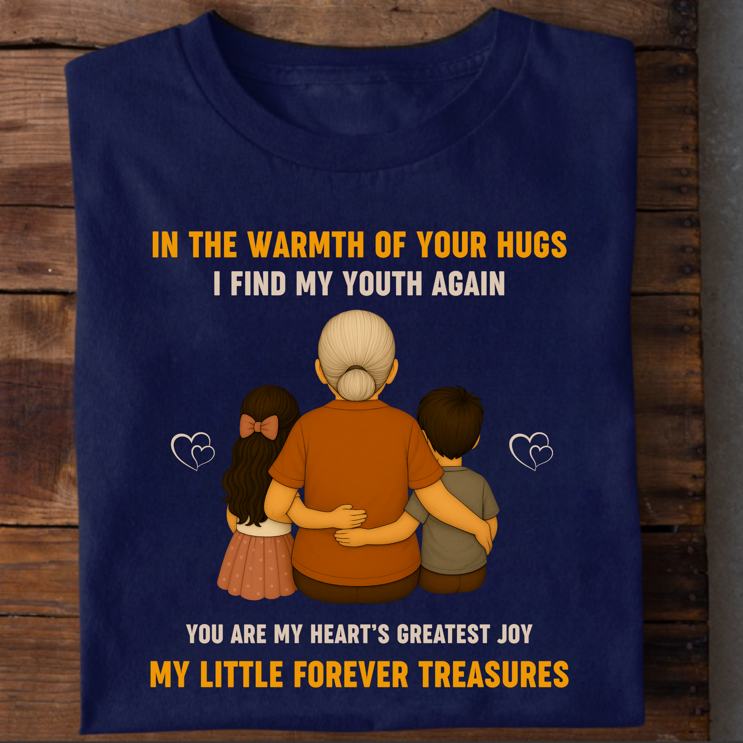 GRANDMOTHER WITH LITTLE TREASURES (GRANDDAUGHTER & GRANDSON) CLASSIC COTTON T-SHIRT