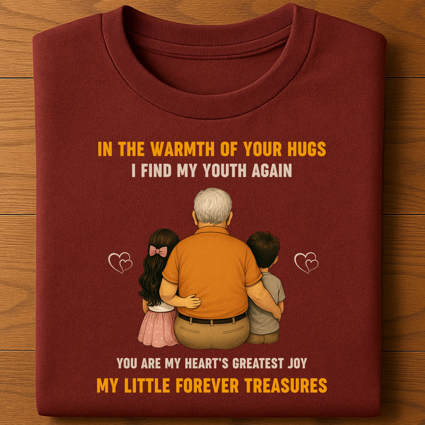 GRANDFATHER WITH LITTLE TREASURES (GRANDDAUGHTER & GRANDSON) CLASSIC COTTON T-SHIRT