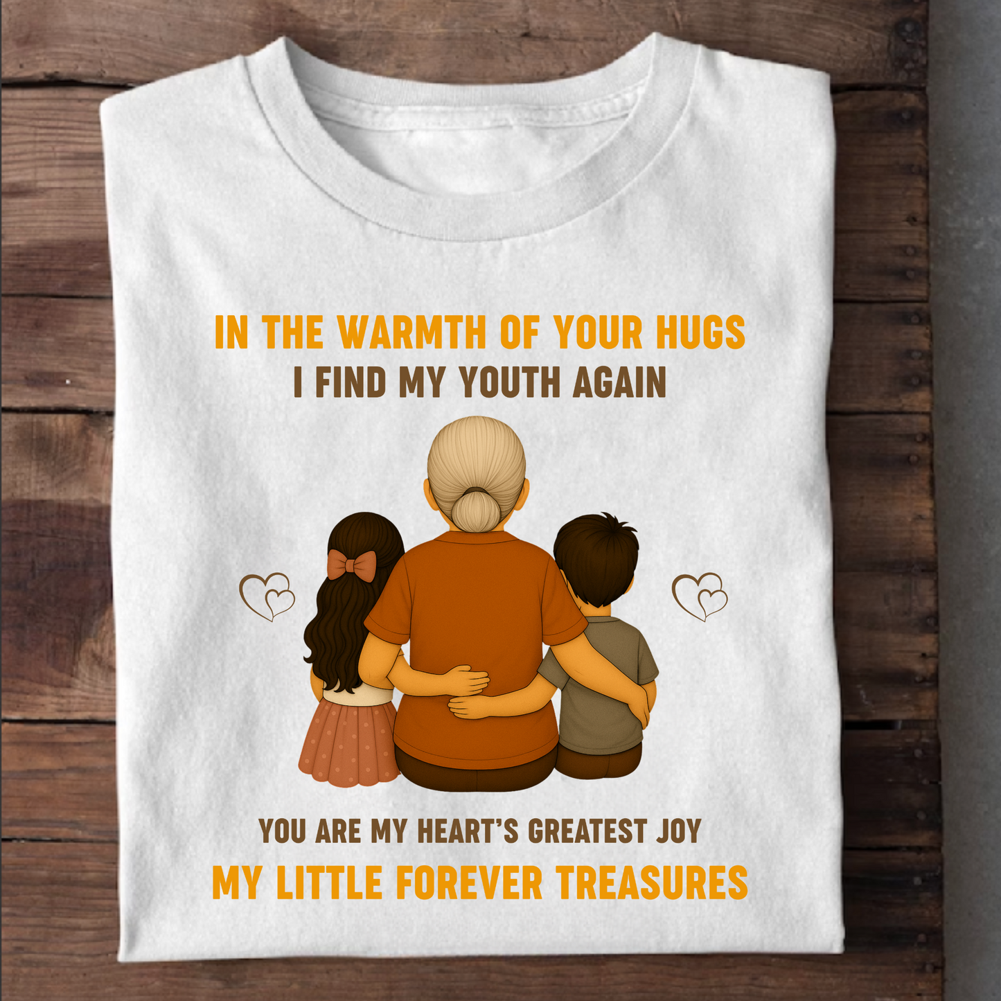 GRANDMOTHER WITH LITTLE TREASURES (GRANDDAUGHTER & GRANDSON) CLASSIC COTTON T-SHIRT