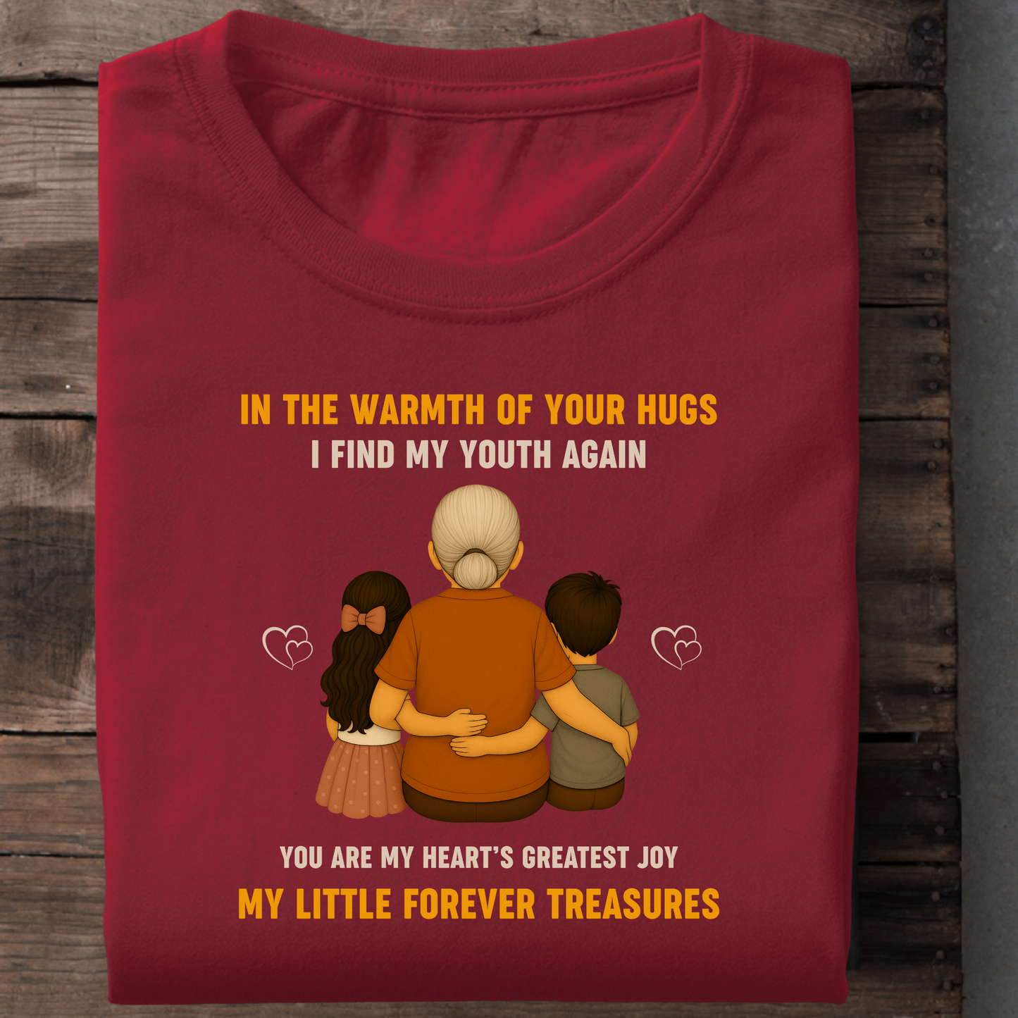 GRANDMOTHER WITH LITTLE TREASURES (GRANDDAUGHTER & GRANDSON) CLASSIC COTTON T-SHIRT