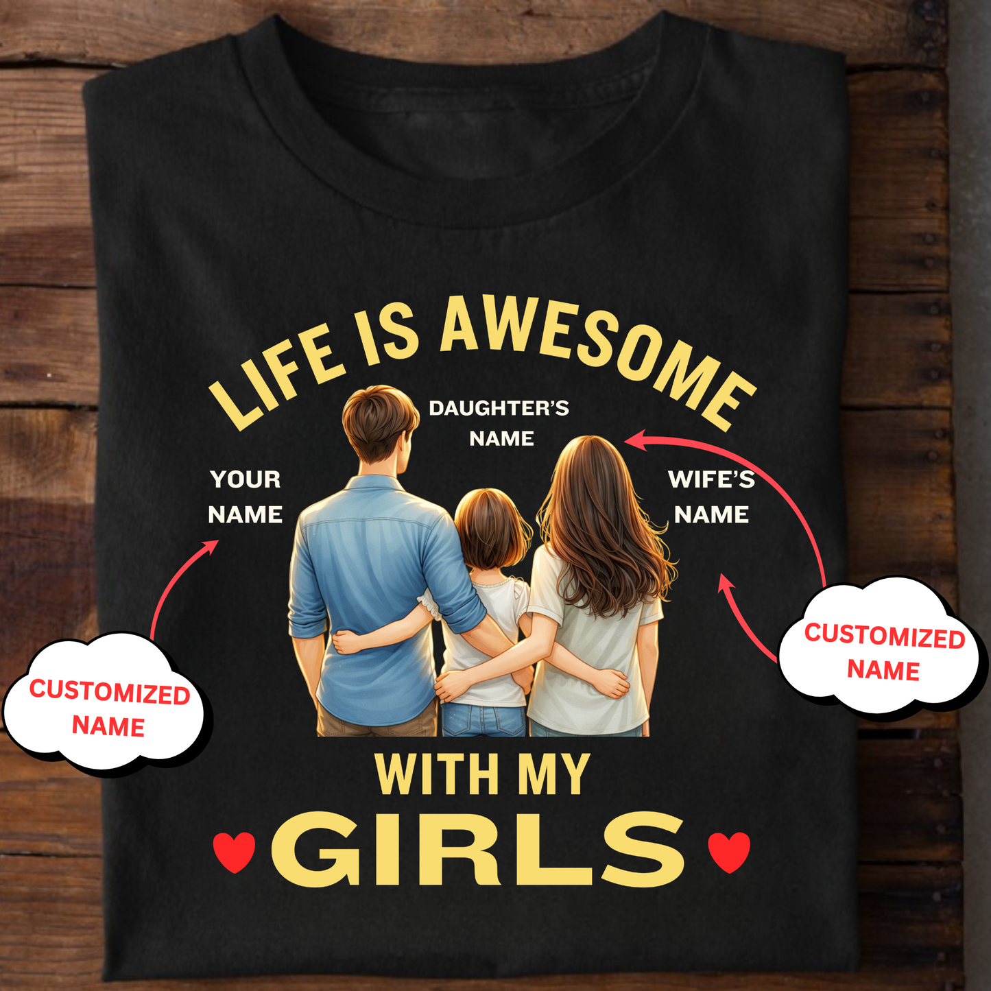 CUSTOMIZED-LIFE IS AWESOME WITH MY BOYS AND GIRLS (FATHER & MOTHER) COMBO T-SHIRTS