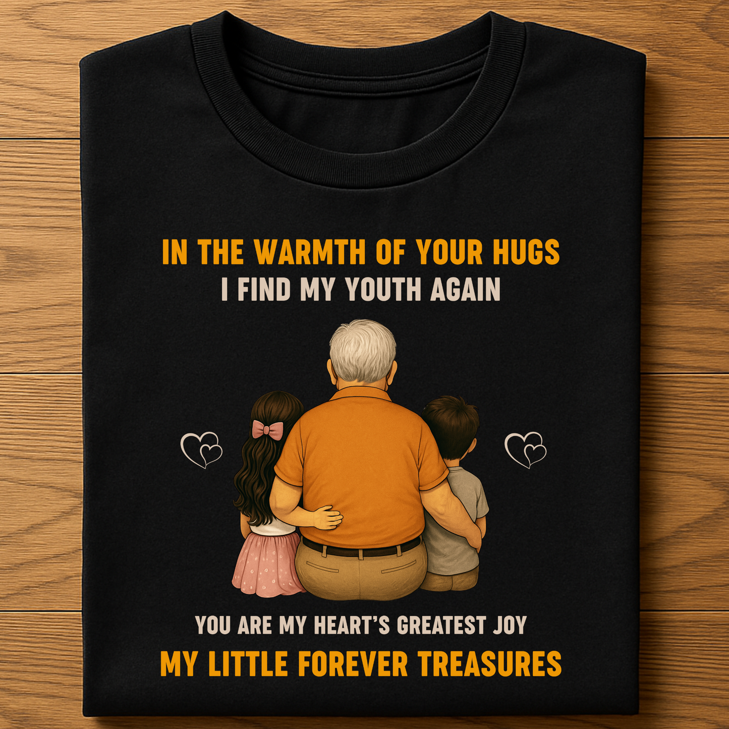 GRANDFATHER WITH LITTLE TREASURES (GRANDDAUGHTER & GRANDSON) CLASSIC COTTON T-SHIRT