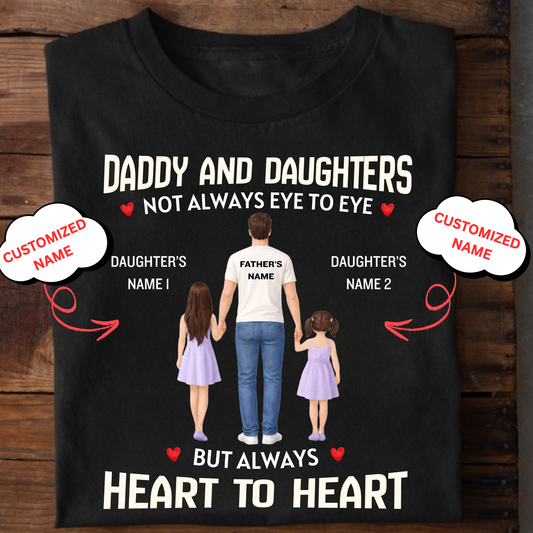 CUSTOMIZED-DADDY AND DAUGHTERS, HEART TO HEART CLASSIC T-SHIRT