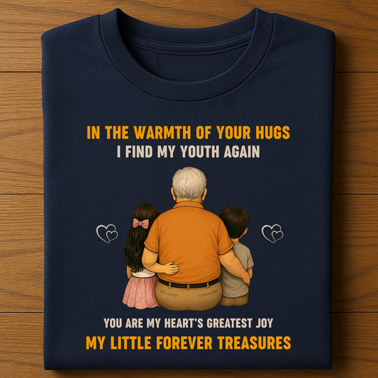 GRANDFATHER WITH LITTLE TREASURES (GRANDDAUGHTER & GRANDSON) CLASSIC COTTON T-SHIRT