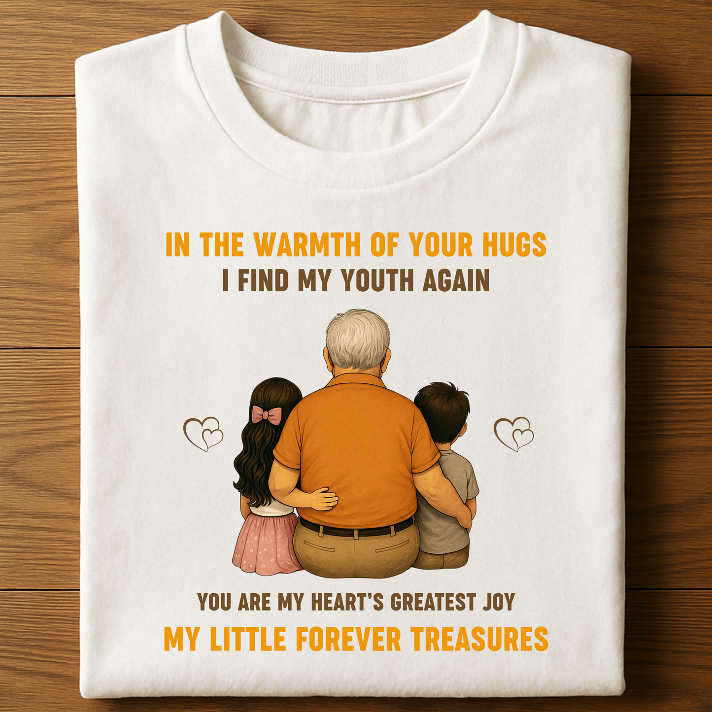 GRANDFATHER WITH LITTLE TREASURES (GRANDDAUGHTER & GRANDSON) CLASSIC COTTON T-SHIRT