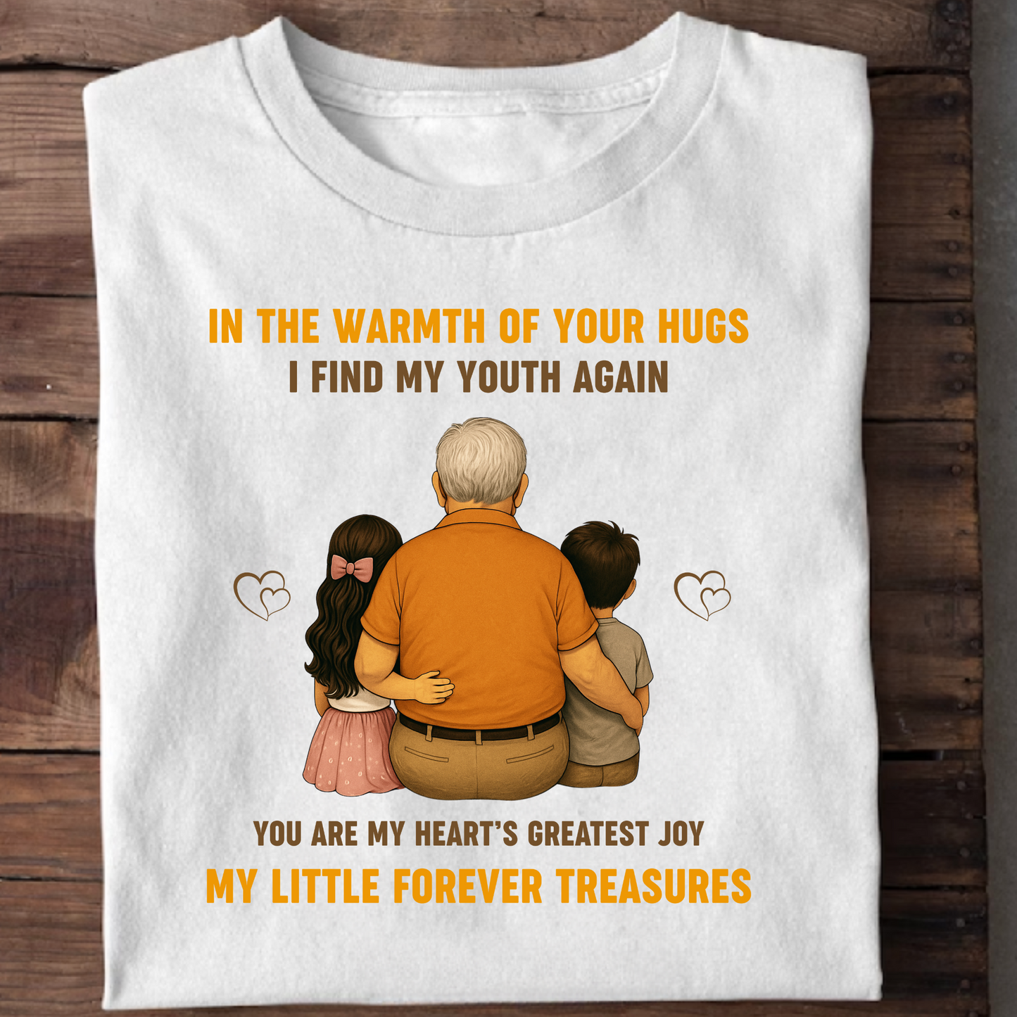 GRANDFATHER WITH LITTLE TREASURES (GRANDDAUGHTER & GRANDSON) CLASSIC COTTON T-SHIRT